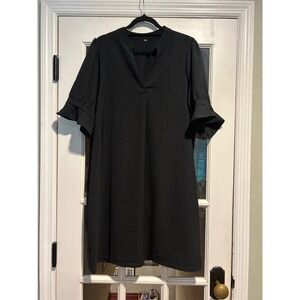 Qacohu Amazon Casual Summer Dress Short Ruffle Sleeve V-neck Black  XXL